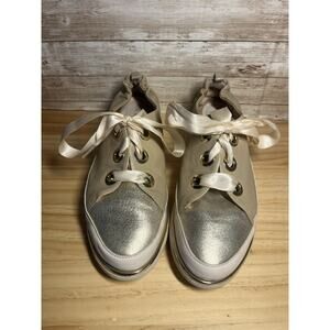Women’s Ron White Gold Metallic Shoes Sz 40 US 9 Glitz Funky Trendy Leather